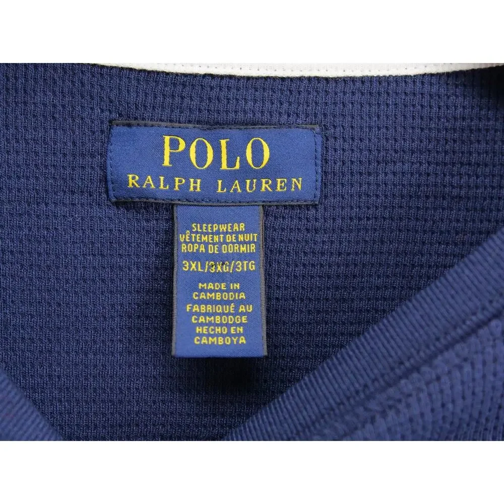 NWT Polo Ralph Lauren Waffle Thermal Shirt Mens 3XL Blue Sleepwear Long Sleeve